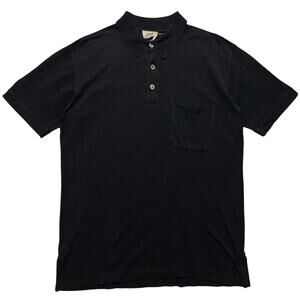 VTG Hermes Monogram Pocket Short Sleeve Polo Shirt Black Mens XL